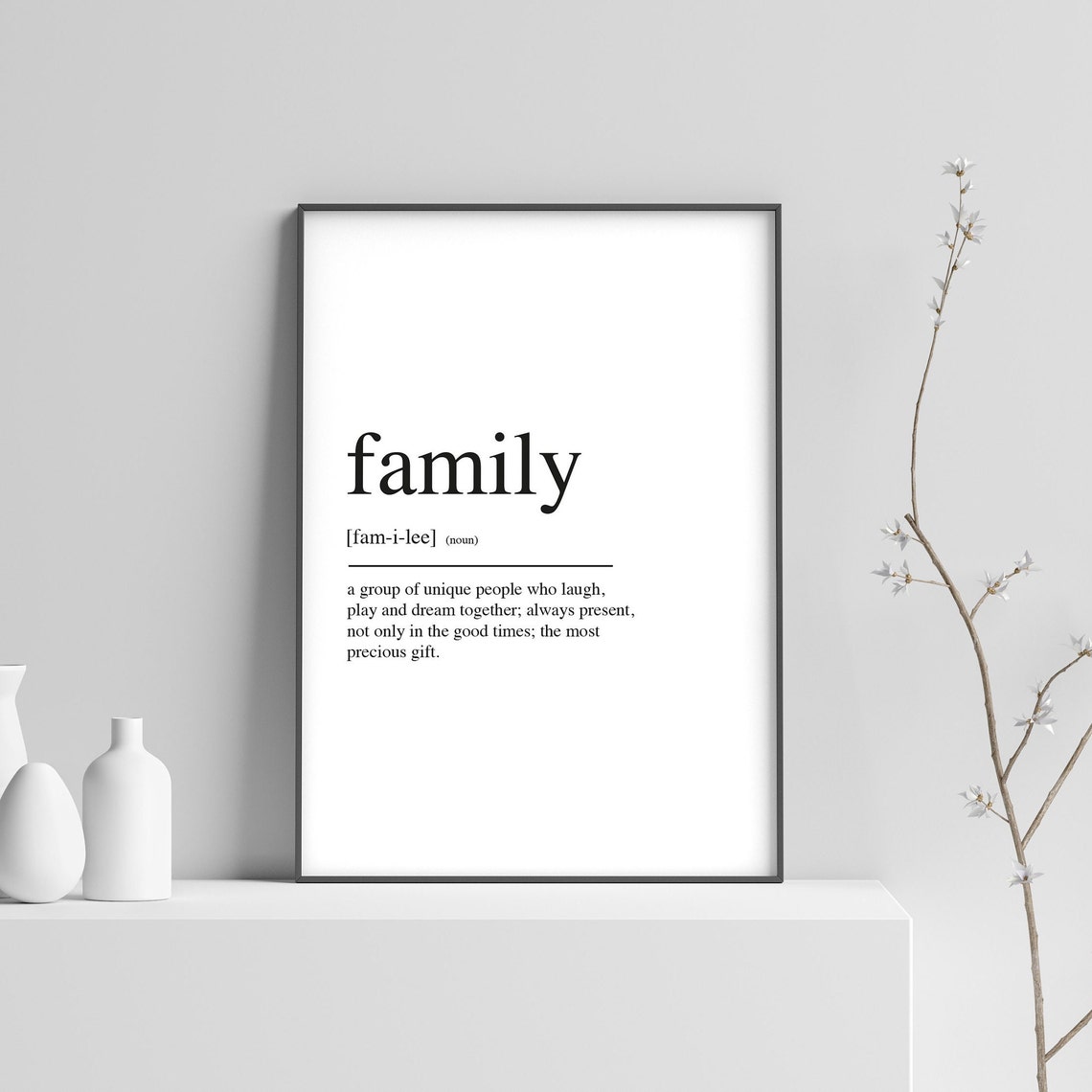 Family Definition Dictionary Style Minimalist Noun Meaning Wall Poster