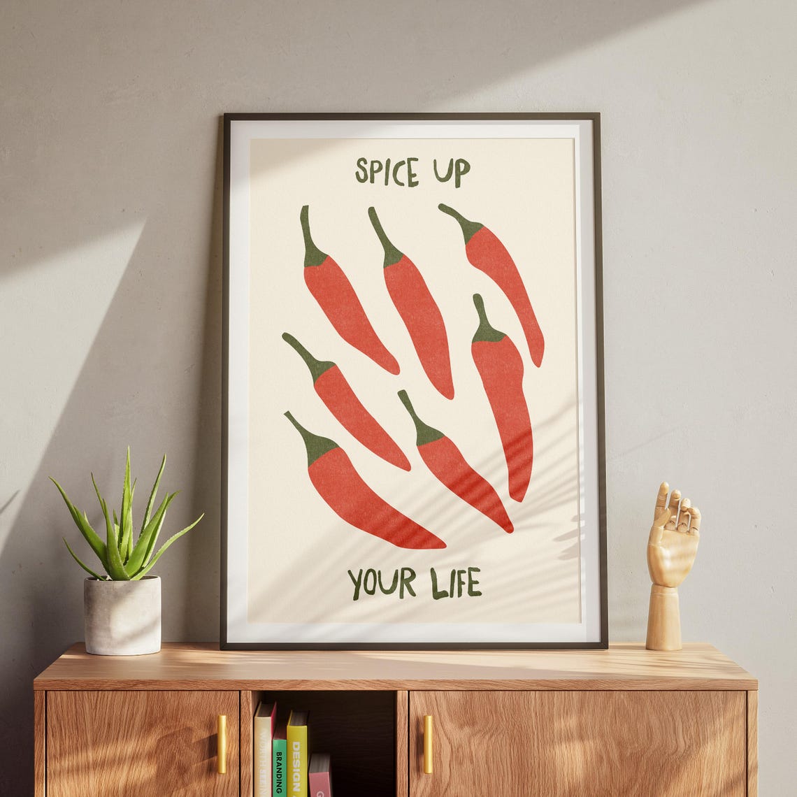 Spice Up Your Life Red Chili Peppers Kitchen Typography Print - Image 3