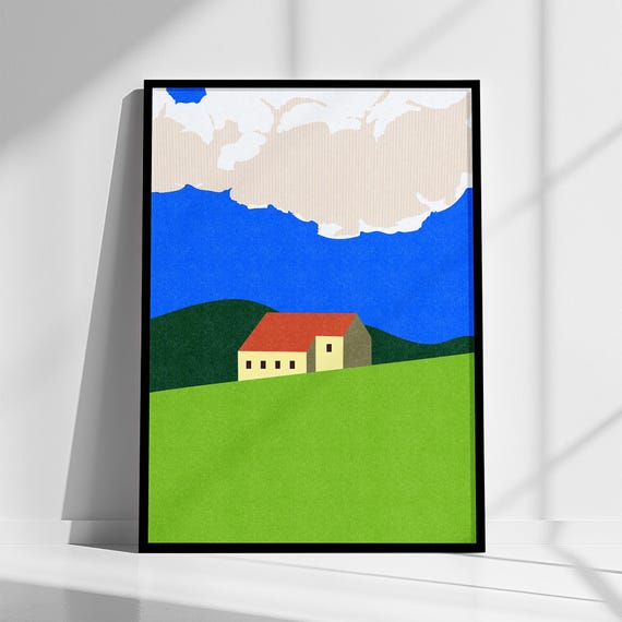Minimalist Abstract Landscape Wall Art Architectural Colorful Landscape Print Colorful Modern Wall Art Farmhouse Landscape Print