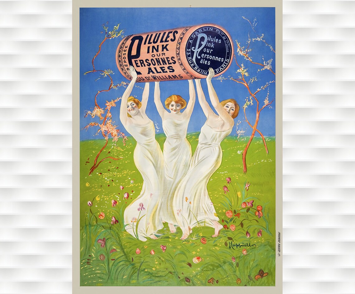 Pink Pills for Pale People Dr Williams French Vintage Ad Poster