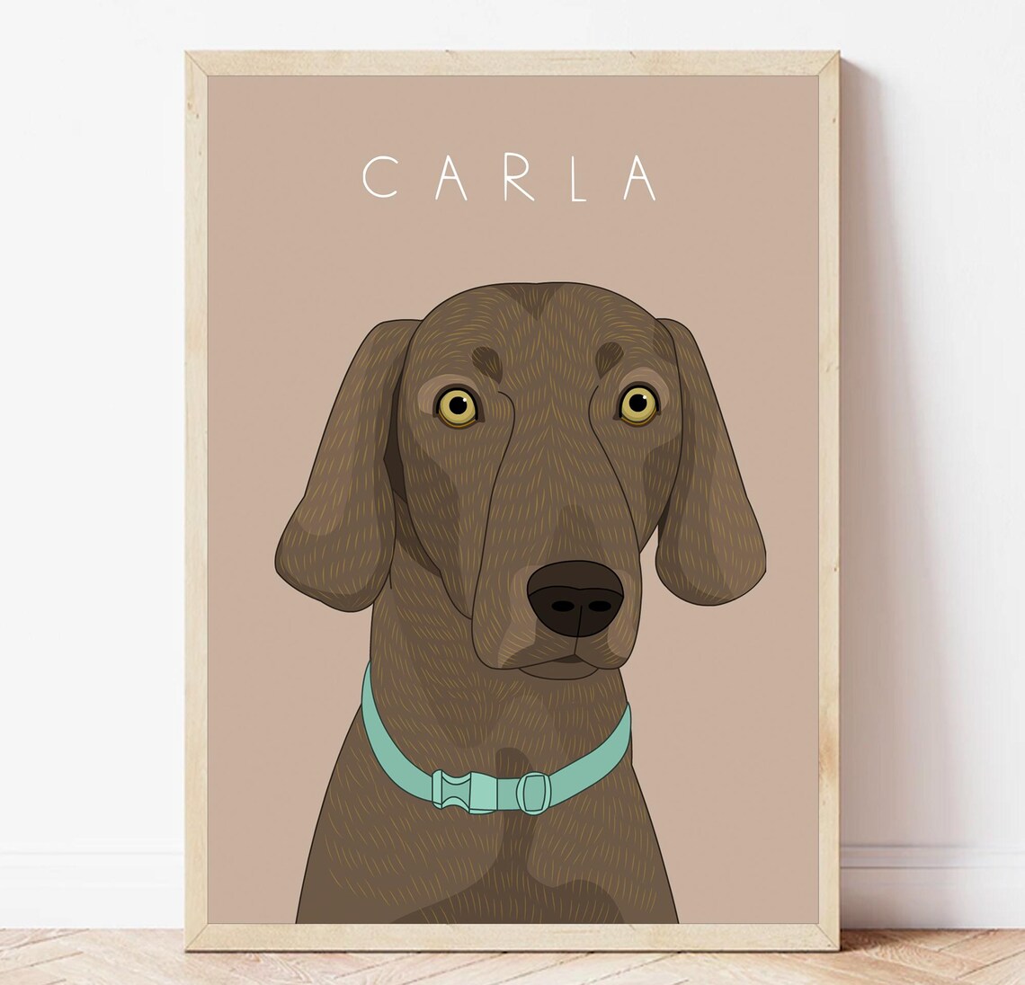 Rosie Chocolate Brown Dog Named Portrait Custom Dog Art Poster - Image 6
