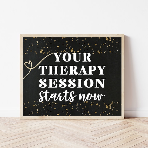 Your Therapy Session Starts Now Black Gold Counselor Office Poster