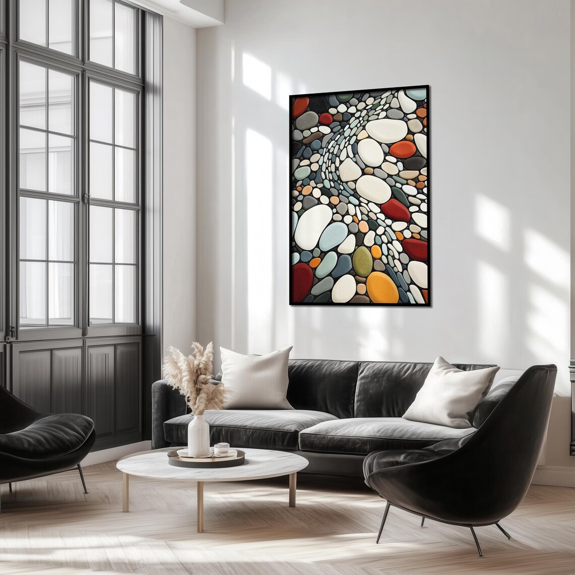 Abstract Pebble Mosaic, Textured Nature-Inspired Design - Image 3