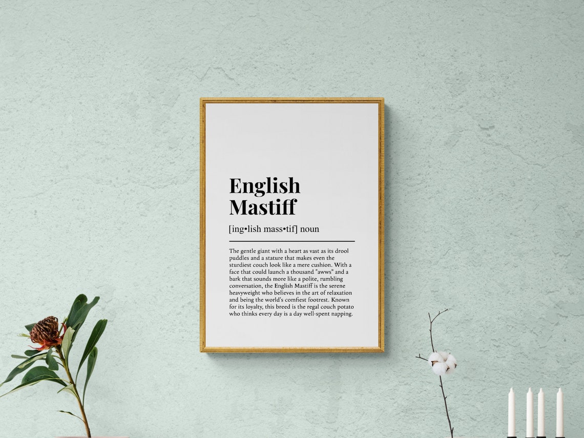 English Mastiff Funny Definition Dictionary Style Minimalist Dog Print - Image 2