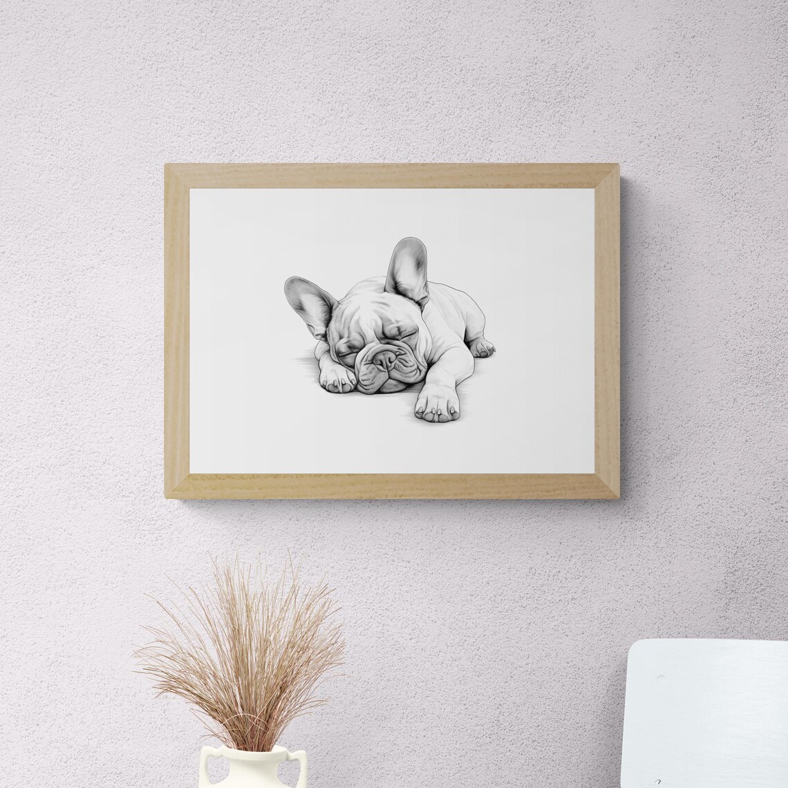 Sleeping French Bulldog Vintage Sketch Farmhouse Print - Image 2
