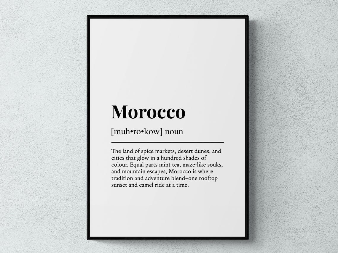 Morocco Dictionary Definition Funny Quote Travel Souvenir Gift Poster