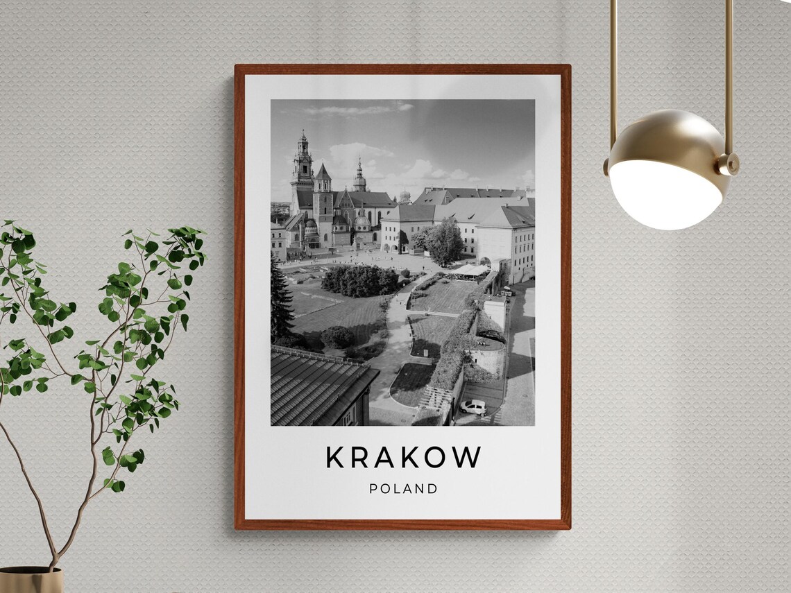 Krakow Poland Wawel Cathedral Castle Historic Monochrome Travel Poster - Image 3