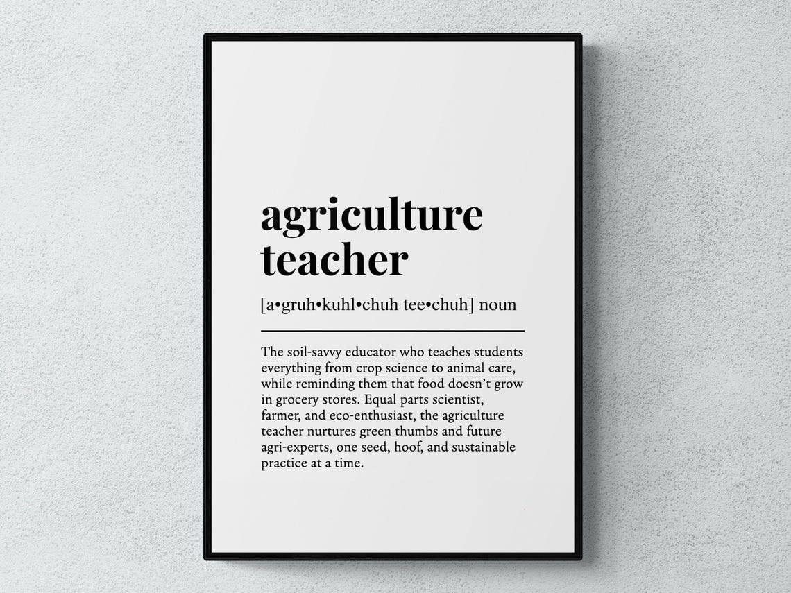Agriculture Teacher Funny Job Definition Gift Typography Poster
