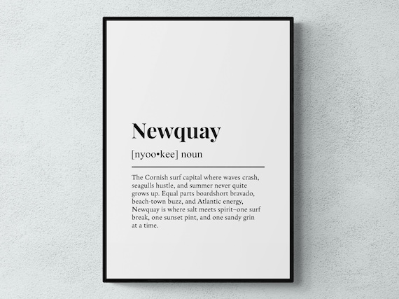 Newquay Cornwall Surf Town Funny Dictionary Definition Poster