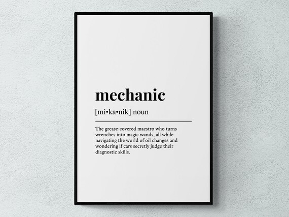Mechanic Funny Definition Job Work Gift Wall Art Print