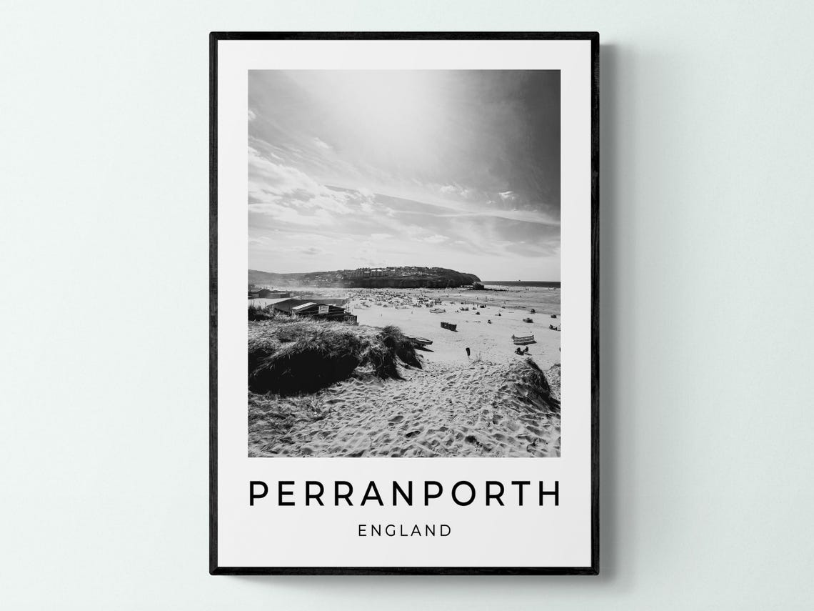 Perranporth Cornwall England Sandy Beach Dunes Seaside View Poster