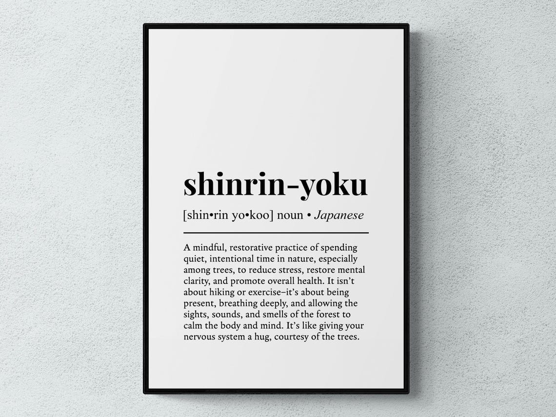 Shinrin Yoku Japanese Forest Bathing Definition Typography Poster