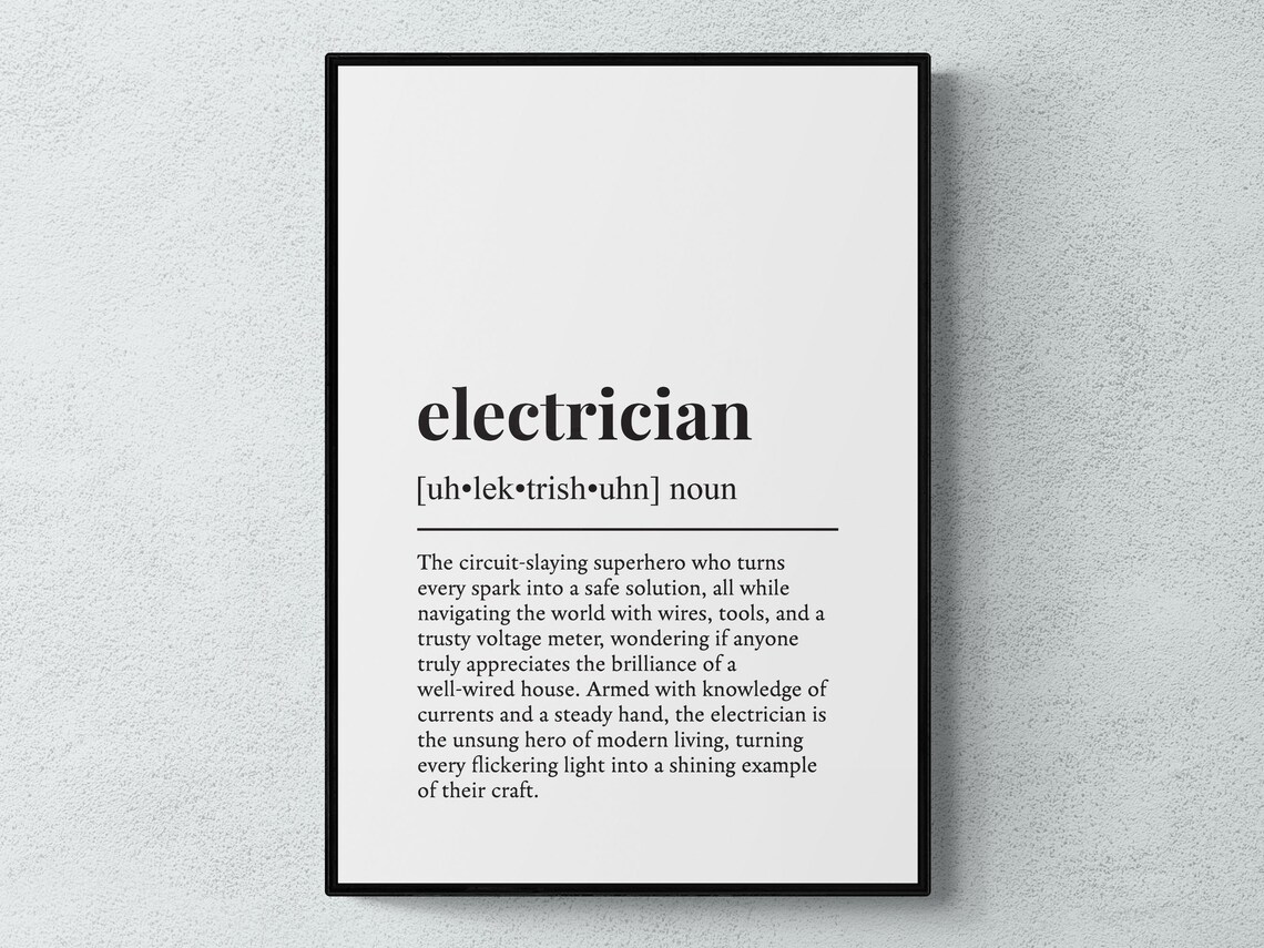 Electrician Funny Definition Job Work Gift Art Print