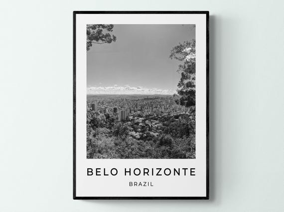 Belo Horizonte Print Brazil Travel Poster Black And White Monochrome Print Travel Wall Art