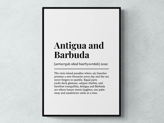 Funny Antigua and Barbuda Definition Dictionary Style Travel Poster