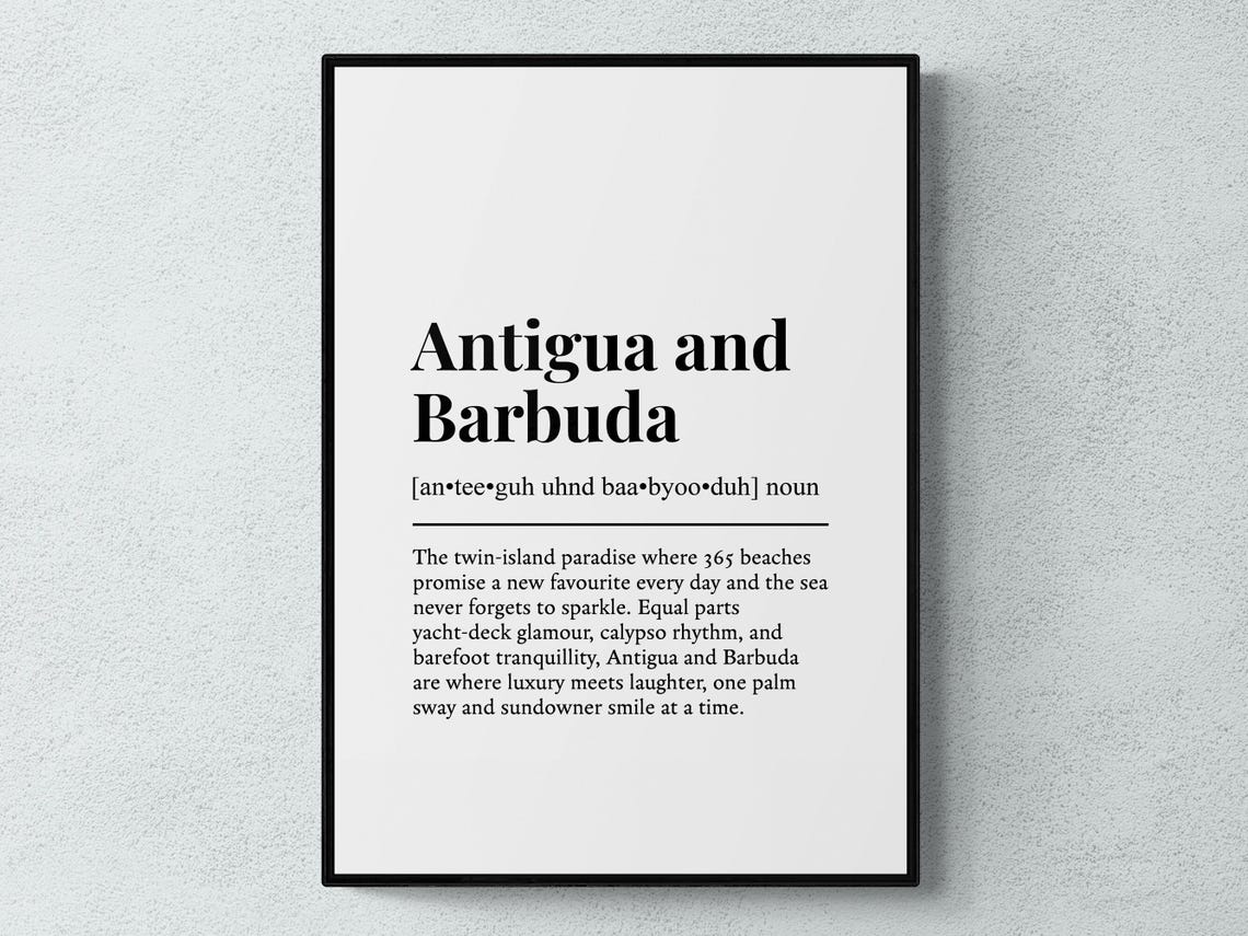 Funny Antigua and Barbuda Definition Dictionary Style Travel Poster