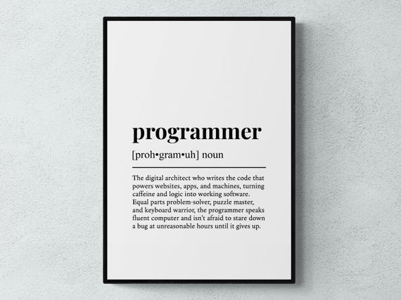 Programmer Funny Definition Job Work Gift Wall Art Print