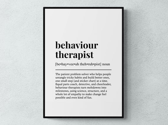Behaviour Therapist Funny Definition Job Work Gift Wall Art Print