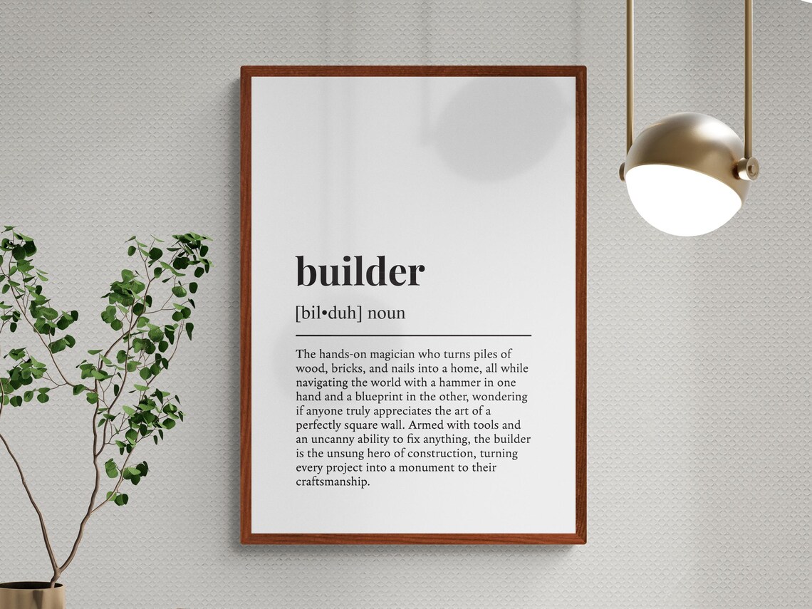 Builder Funny Definition Job Work Gift Wall Art Print - Image 3