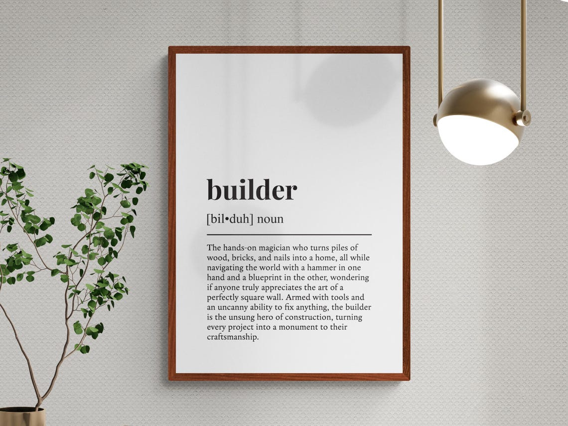 Builder Funny Dictionary Definition Typography Gift Wall Art - Image 3