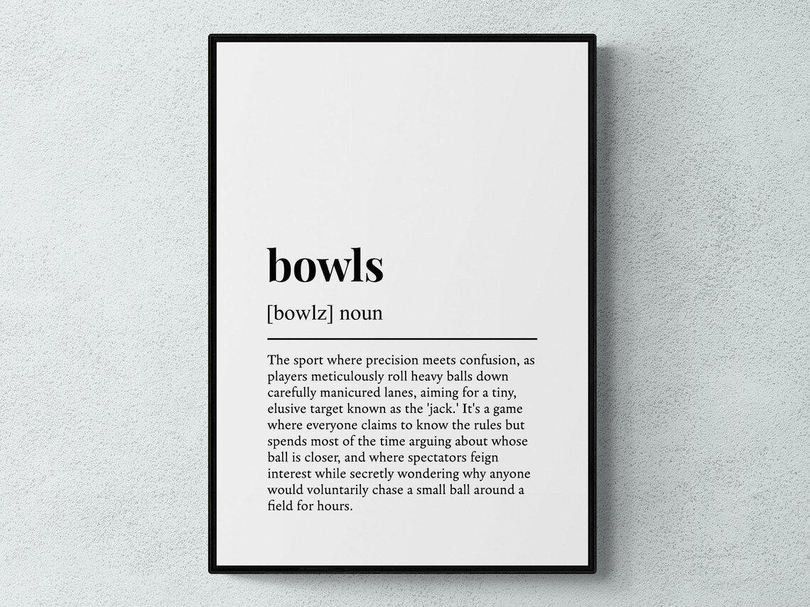 Bowls Funny Definition Typography Wall Art Print