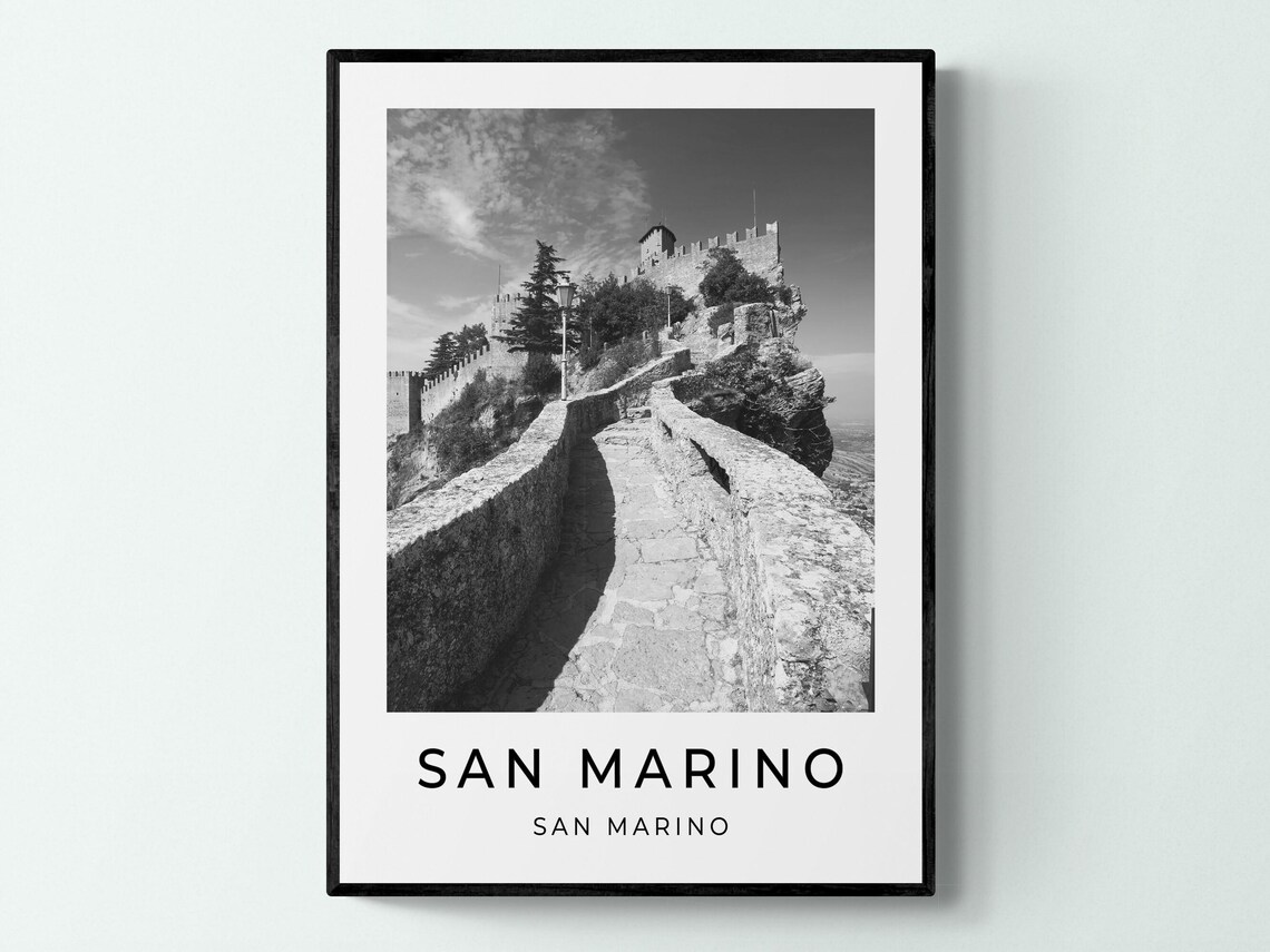 San Marino Guaita Tower Black White Travel Photography Poster