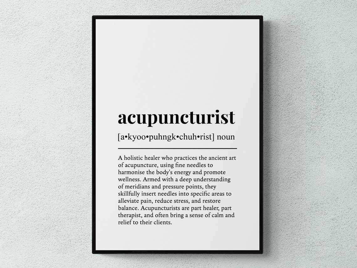 Acupuncturist Funny Dictionary Definition Wellness Career Gift Print