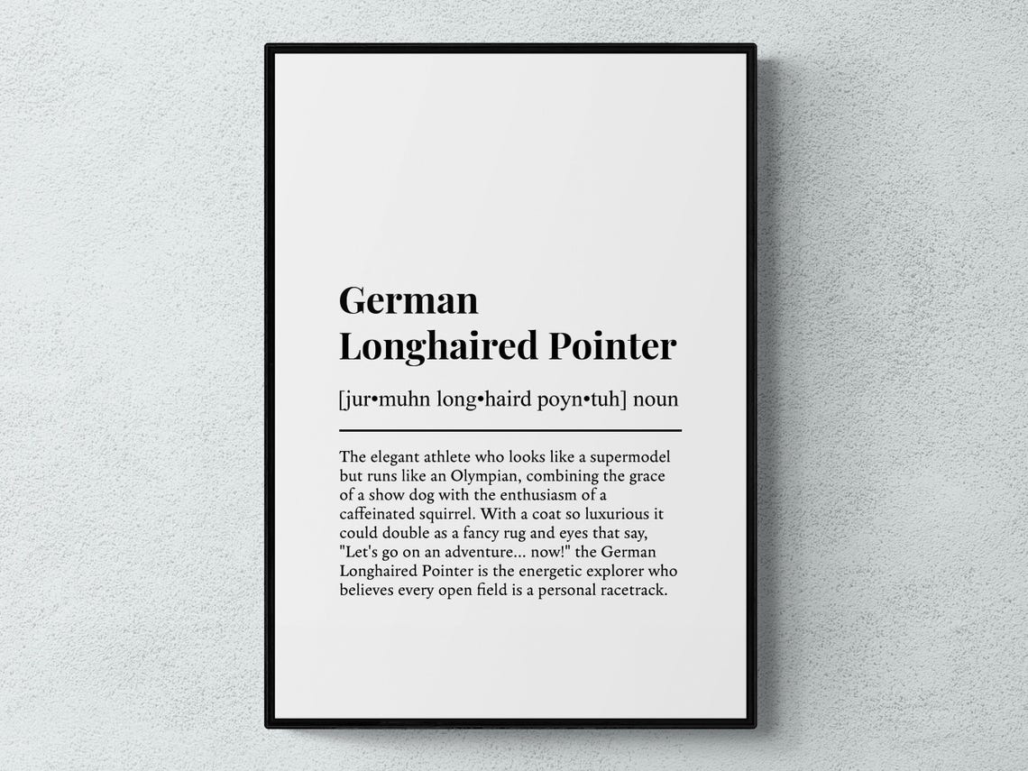 German Longhaired Pointer Definition Wall Art Athletic Gundog Gift