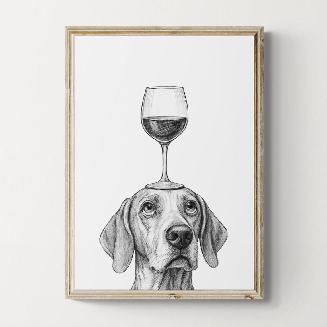 English Pointer Balancing Red Wine Glass Elegant Dog Art Poster