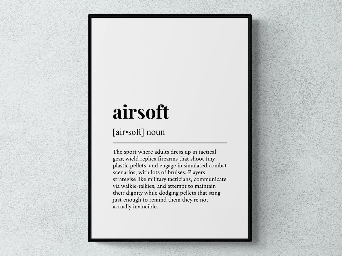 Airsoft Hobby Funny Dictionary Definition Black White Sports Poster