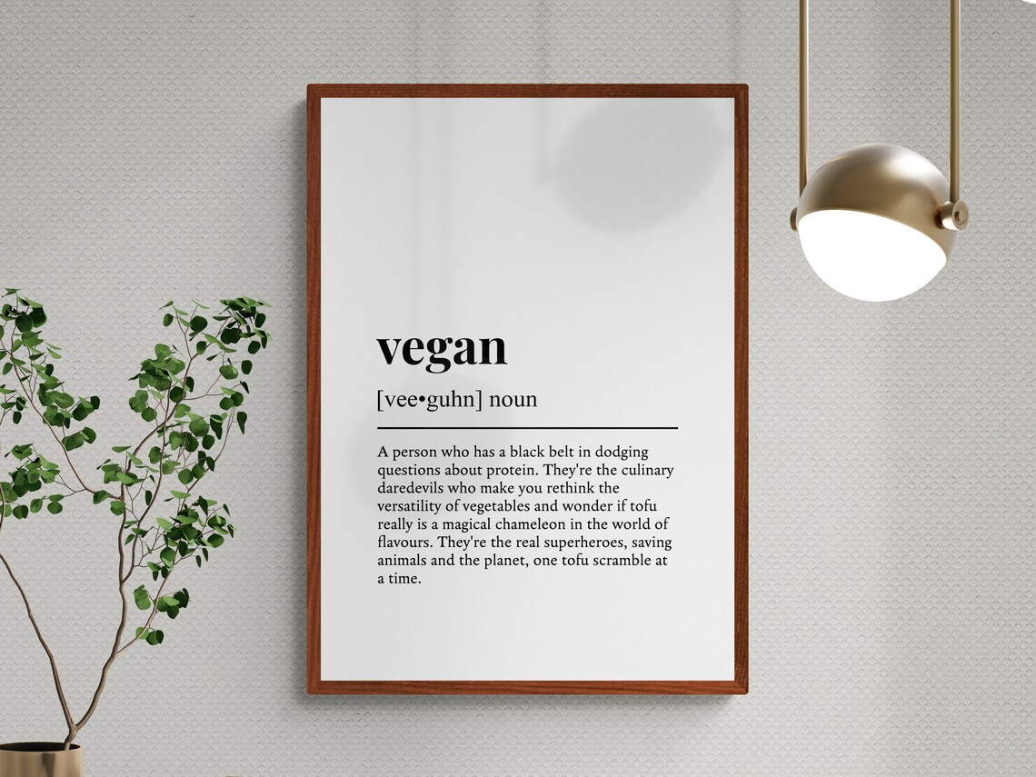 Vegan Funny Definition Home Gift Wall Art Print - Image 3