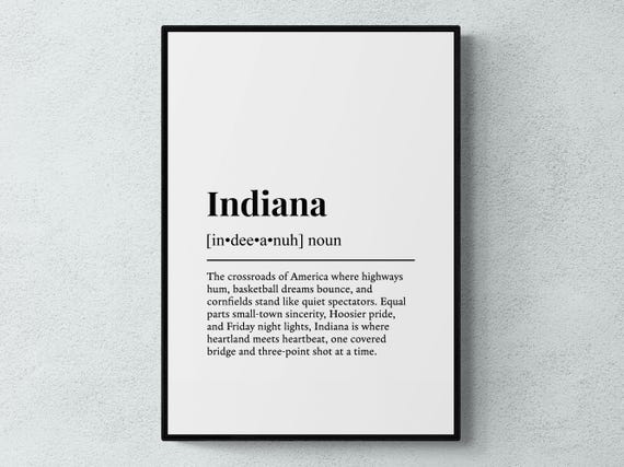 Indiana Funny Definition Usa Gift Wall Art Print
