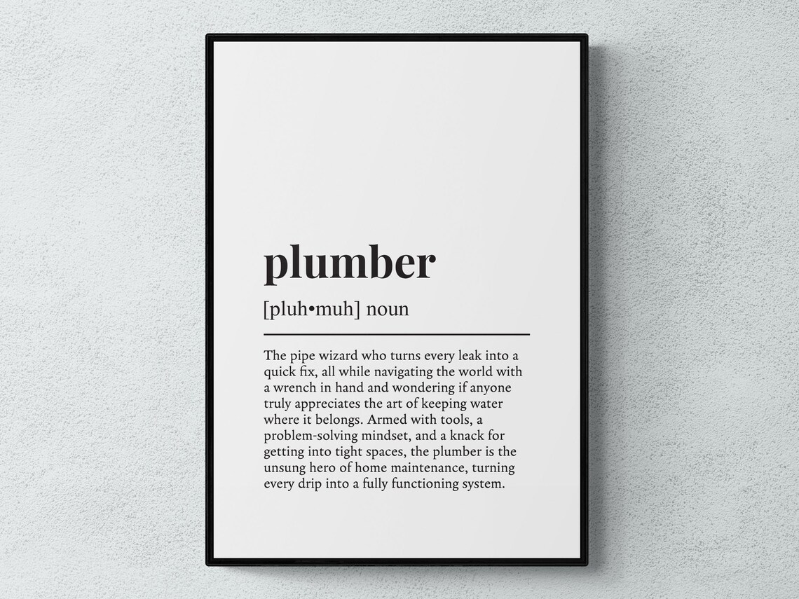 Plumber Funny Definition Job Gift Art Print