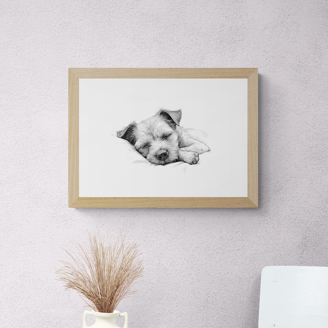 Sleeping Border Terrier Vintage Dog Sketch Print - Image 2