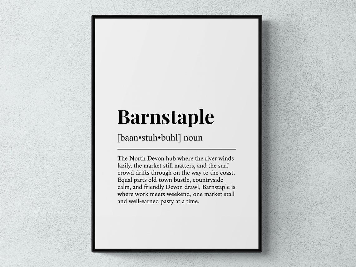 Barnstaple Devon Market Town Dictionary Definition Funny Wall Poster