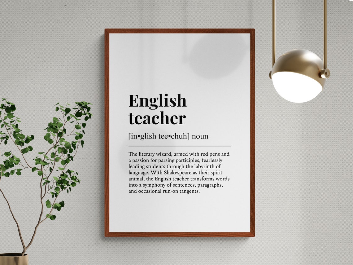 English Teacher Funny Dictionary Definition Typography Gift Wall Art - Image 3