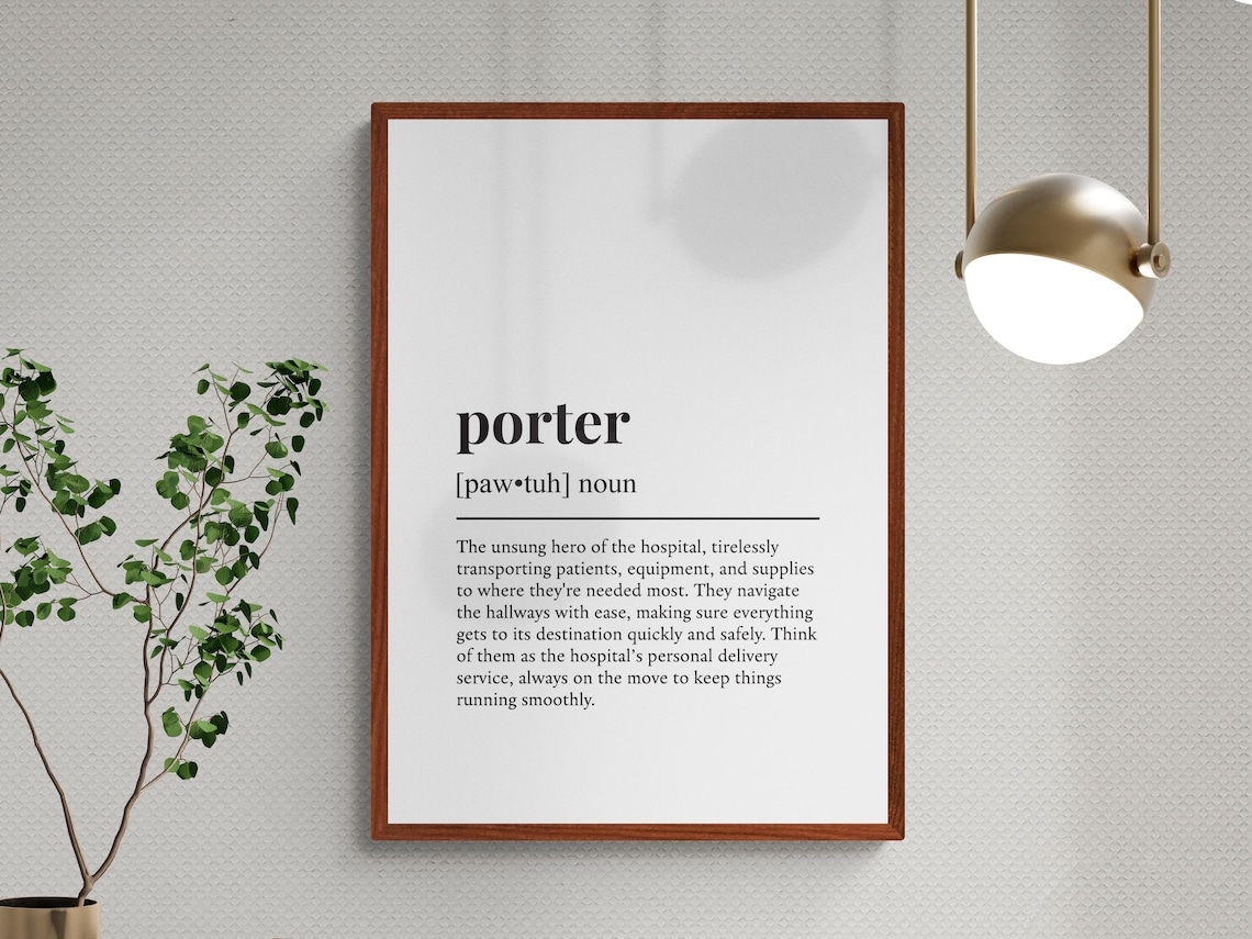 Porter Funny Definition Job Work Gift Wall Art Print - Image 3