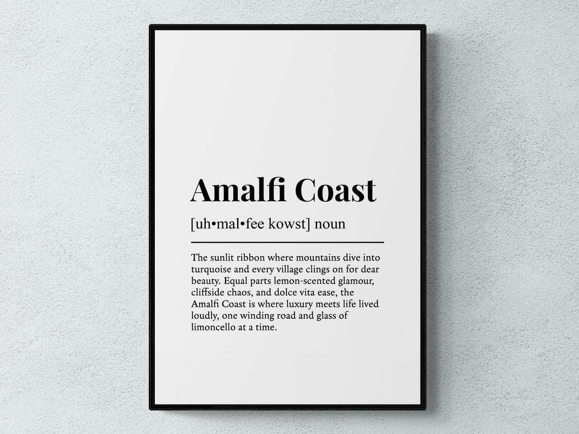 Amalfi Coast Funny Definition Dictionary Style Italy Lemon Print