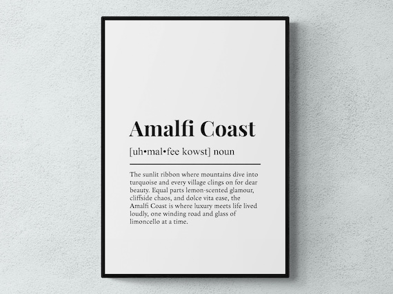 Amalfi Coast Funny Definition Dictionary Style Italy Lemon Print