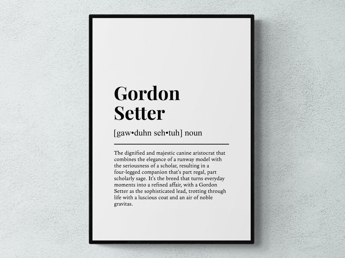 Gordon Setter Funny Dictionary Definition Black White Poster