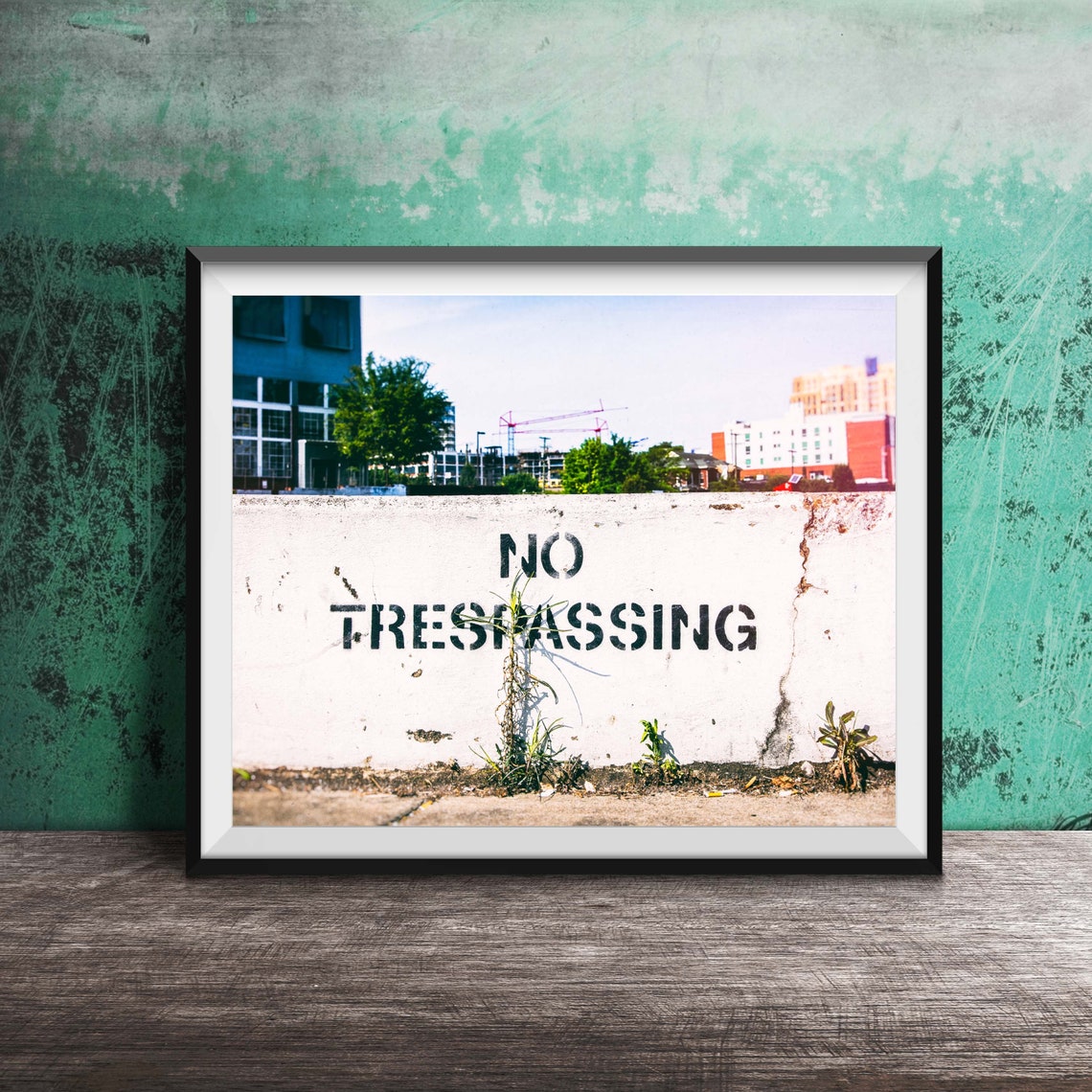 No Trespassing Stenciled Urban Concrete Wall Photo Art Poster