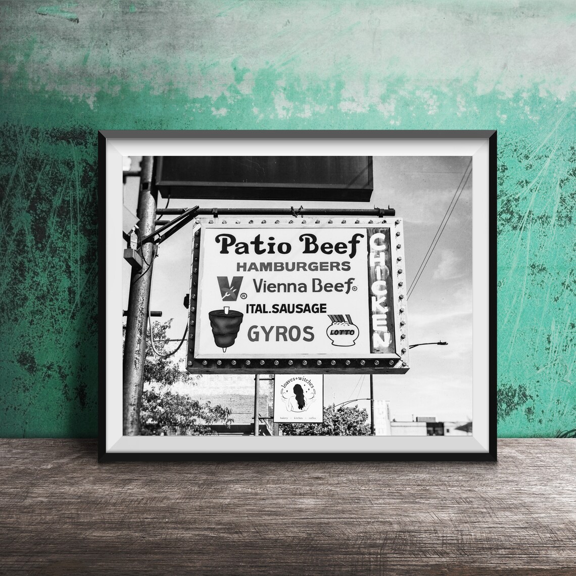 Patio Beef Vienna Beef Hamburgers Gyros Italian Sausage Sign Poster - Image 2