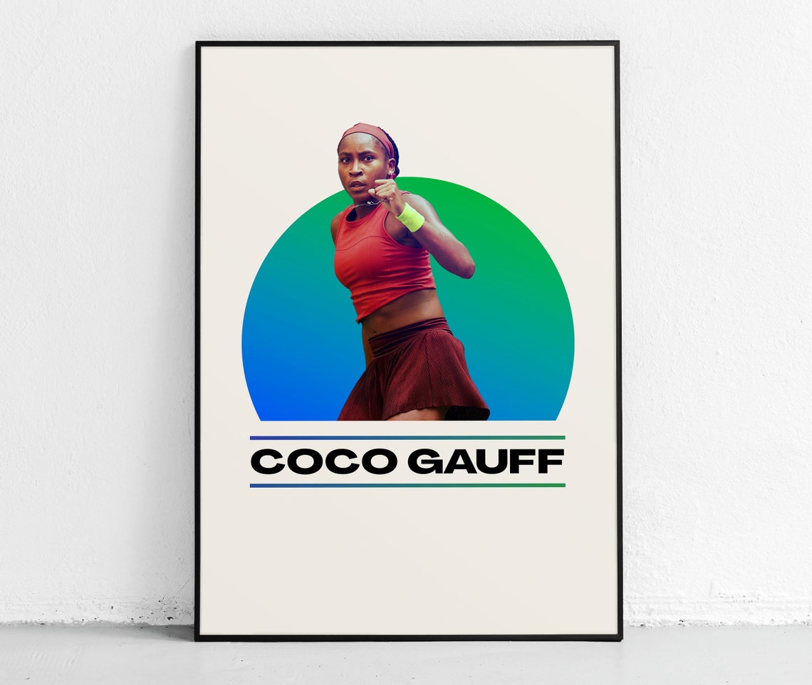 Coco Gauff Tennis Portrait Retro Circle Bold Star Sports Poster