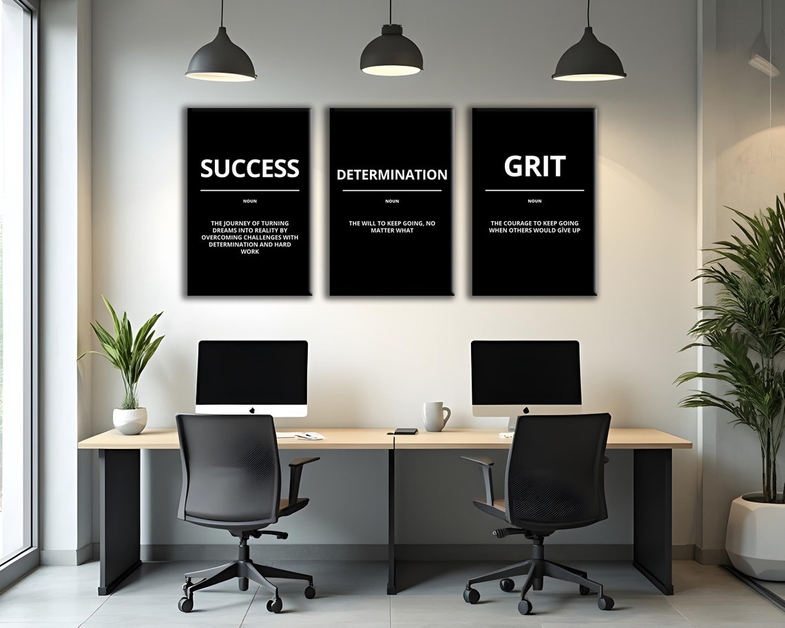 Success Definition Noun Hard Work Black Minimalist Office Poster - Image 3