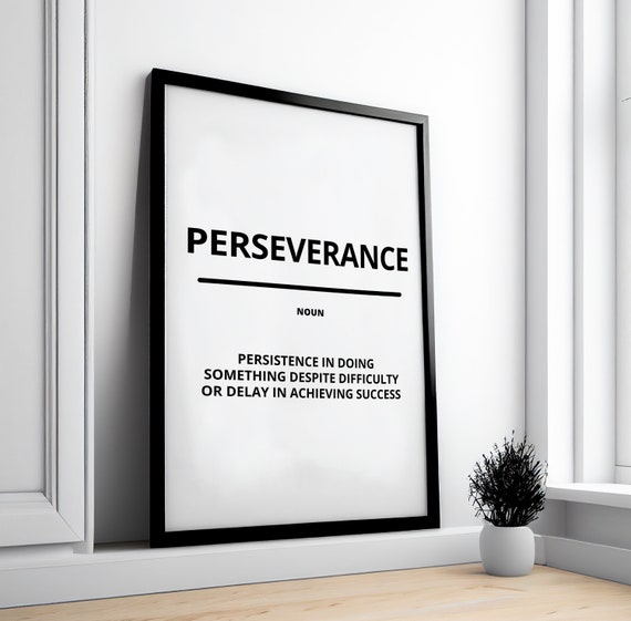 Perseverance Definition Motivational Framed Poster Inspirational Print Entrepreneur Gift Encouragement Wall Art Uplifting Poster
