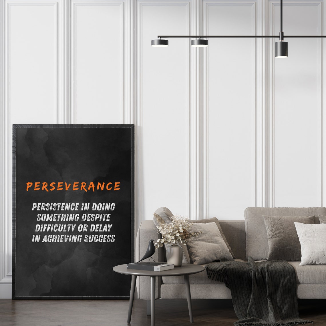 Perseverance Orange Brush Black Motivational Quote Decor Poster - Image 4