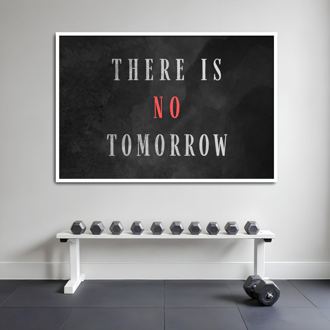 There Is No Tomorrow Red Accent Black Minimalist Quote Decor Poster - Image 2