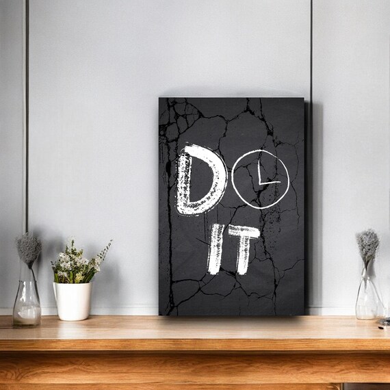 Do It Chalk Hand Lettering Clock Cracked Concrete Motivational Poster