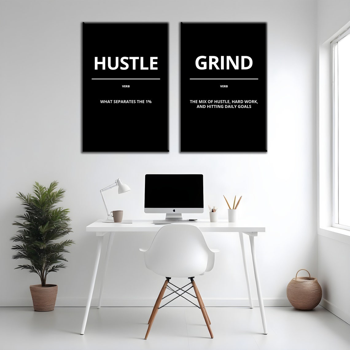 Hustle Verb What Separates The 1 Percent Minimalist Black Poster - Image 4