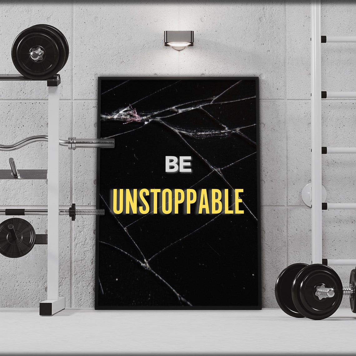 Be Unstoppable Quote Gold Text Black Marble Gym Motivation Poster - Image 3